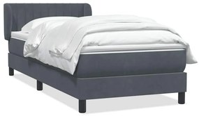 vidaXL Κρεβάτι Boxspring με Στρώμα Σκούρο Γκρι 100x210 εκ. Βελούδινο