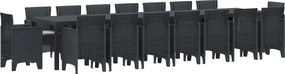 vidaXL Σετ Τραπεζαρίας Κήπου με Μαξιλάρια 17 pcs Ανθρακί PP