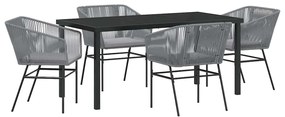 vidaXL Σέτ φαγητού για κήπο 5 pcs Γκρι Πολυ ράταν