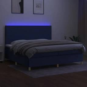 ΚΡΕΒΑΤΙ BOXSPRING ΜΕ ΣΤΡΩΜΑ &amp; LED ΜΠΛΕ 200X200 ΕΚ. ΥΦΑΣΜΑΤΙΝΟ 3135307