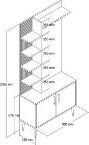 Έπιπλο Εισόδου Λευκό / Χρυσό VIYANA 90x35x202