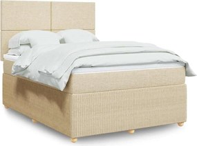 vidaXL Κρεβάτι Boxspring με Στρώμα Κρεμ 140x200 εκ. Υφασμάτινο