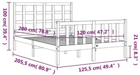 Σκελετός Κρεβατιού Χωρίς Στρώμα 120x200 εκ Μασίφ Ξύλο Πεύκου - Καφέ