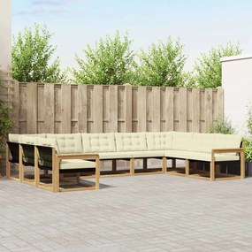 vidaXL Σειρά Καναπέ Εξωτερικού με μαξιλάρι 9 pcs Λευκό και Κρεμ