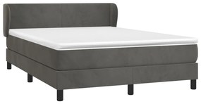 vidaXL Κρεβάτι Boxspring με Στρώμα Σκούρο Γκρι 140x200 εκ. Βελούδινο