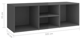 Παπουτσοθήκη Γυαλιστερό Γκρι 105 x 35 x 35 εκ. από Μοριοσανίδα - Γκρι