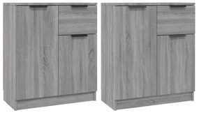 vidaXL Ντουλάπι 2 τεμ. Γκρι Sonoma 60x30x70 εκ. από Επεξεργασμένο Ξύλο