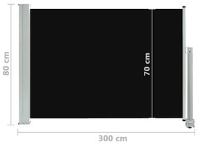 Σκίαστρο Πλαϊνό Συρόμενο Βεράντας Μαύρο 80 x 300 εκ. - Μαύρο
