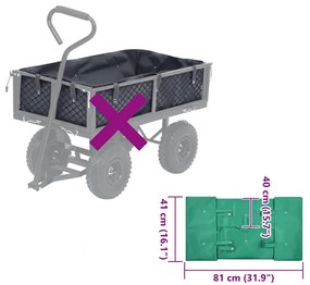 vidaXL Επένδυση Καροτσιού Κήπου Πράσινη Υφασμάτινη
