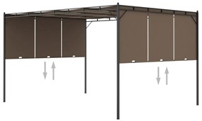 vidaXL Κιόσκι Κήπου Taupe 4 x 3 x 2,25 μ. με Πλαϊνή Κουρτίνα