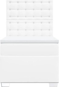 vidaXL Κρεβάτι Boxspring με Στρώμα Λευκό 100x200εκ.από Συνθετικό Δέρμα