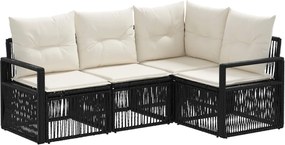 vidaXL Σετ Καναπέ Κήπου 4 pcs Μαύρο συνθετικό ρατάν