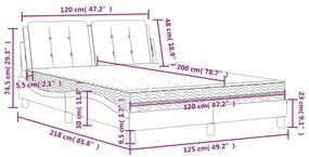 Κρεβάτι με Στρώμα Καφέ 120x200ε κ. από Συνθετικό Δέρμα - Καφέ