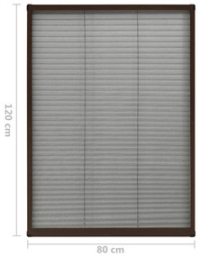 vidaXL Σήτα Παραθύρου Πλισέ Καφέ 80 x 120 εκ. από Αλουμίνιο
