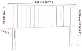 Κεφαλάρι Κρεβατιού LED Μαύρο 144x5x78/88 εκ. Υφασμάτινο - Μαύρο