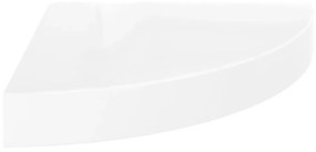 Ράφια Τοίχου Γωνιακά 2 Τεμ. Γυαλιστερό Λευκό 25x25x3,8εκ. MDF - Λευκό