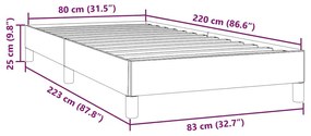 Πλαίσιο κρεβατιού χωρίς στρώμα Μαύρο 80x220 cm Βελούδινο - Μαύρο