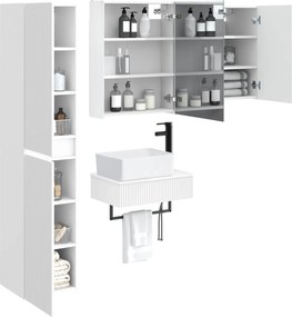 vidaXL Σετ Επίπλων Μπάνιου 5 pcs Λευκό Επεξεργασμένο Ξύλο και Γυαλί
