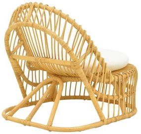 Πολυθρόνα Tromso paakoworld pe rattan σε φυσική απόχρωση με εκρού χρώμα μαξιλάρι 80x85x98εκ