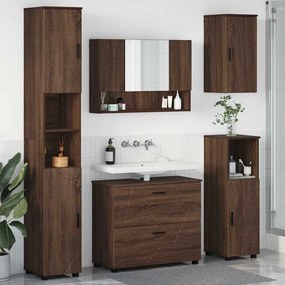 vidaXL Σετ Επίπλων Μπάνιου με ράφι 5 pcs Καφέ δρυς 30 x 35 x 192 εκ.