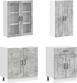 vidaXL Μονάδα κουζίνας KALMAR 4 pcs Γκρι Σκυροδέματος