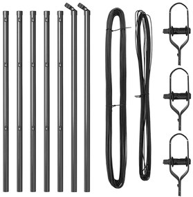 vidaXL Πό posts φράχτη 7 pcs Γκρι Ø32mm 80 εκ Γαλβανισμένος χάλυβας