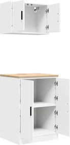 vidaXL ντουλάπια γκαράζ 2 τεμ. Λευκά από Επεξεργασμένο Ξύλο