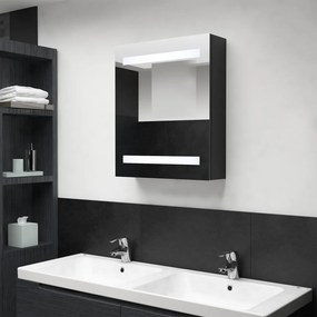 VidaXL Καθρέφτης Μπάνιου με Ντουλάπι / LED Μαύρο 50 x 14 x 60 εκ.