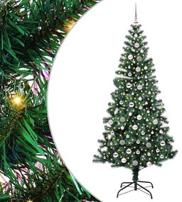 vidaXL Τεχνητό προφωτισμένο Χριστουγεννιάτικο δέντρο Πράσινο 240 cm