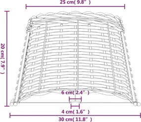 vidaXL Καπέλο Φωτιστικού Λευκό Ø30x20 εκ. από Wicker