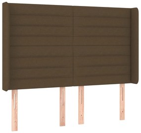 vidaXL Κρεβάτι Boxspring με Στρώμα &amp; LED Σκ.Καφέ 140x190εκ. Υφασμάτινο