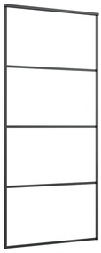 Συρόμενη Πόρτα με Μηχανισμό 90x205 εκ. Γυαλί ESG &amp; Αλουμίνιο - Μαύρο