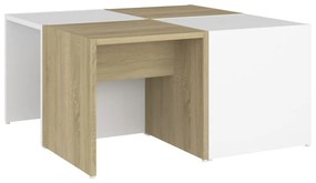 vidaXL Τραπεζάκια Σαλονιού 4 τεμ. Λευκά/Δρυς 33x33x33 εκ. Μοριοσανίδα