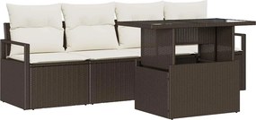 vidaXL Σετ Καναπέ Κήπου με αποθήκευση 5 pcs Καφέ Πολυ ράταν