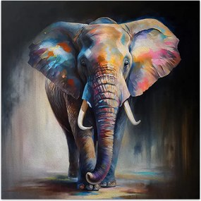 Πίνακας σε καμβά "Colorful Elephant" Megapap ψηφιακής εκτύπωσης 100x100x3εκ.