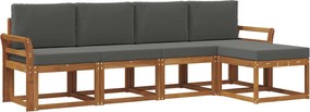 vidaXL Σειρά Καναπέ Εξωτερικού με μαξιλάρι 5 pcs Φυσικό και Ανθρακί