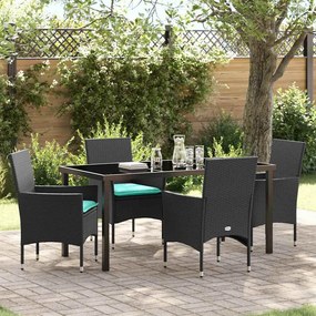 vidaXL Σετ τραπεζιού και καρέκλας 5 pcs Μαύρο Ράτα PE