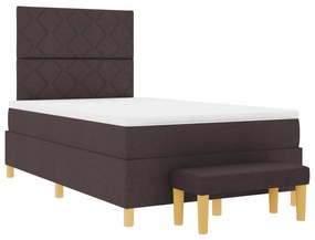 vidaXL Κρεβάτι Box Spring με Στρώμα & Πάγκο Σκούρο Καφέ 120x200 εκ.