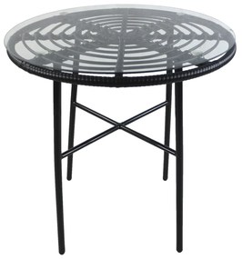 Τραπέζι Κήπου ArteLibre APPIUS Μαύρο Μέταλλο/Rattan/Γυαλί 70x70x74cm