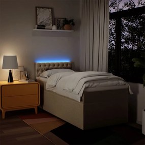 vidaXL Κρεβάτι Boxspring με Στρώμα Κρεμ 90x200 εκ.Υφασμάτινο