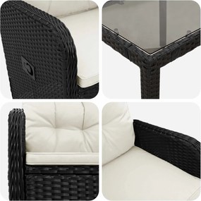 vidaXL Σετ Εξωτερικής Τραπέζης 3 pcs Μαύρο και Κρεμ Λευκό