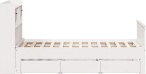 vidaXL Κρεβάτι Βιβλιοθήκη Χωρίς Στρώμα Λευκό 135x190 εκ Μασίφ Πεύκο