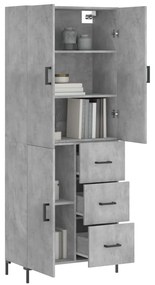 vidaXL Ντουλάπι Γκρι Σκυροδέματος 69,5x34x180 εκ. Επεξεργασμένο Ξύλο