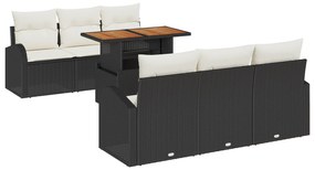 vidaXL Σετ καναπέ κήπου 7 τεμαχίων με μαξιλάρια Μαύρο Πολυεσθάνιο