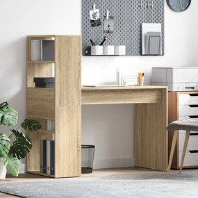 vidaXL Γραφείο με Αποθήκευση Καρυδιά Sonoma 113x54x120 εκ. Κατασκευασμένο Ξύλο