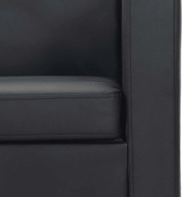 vidaXL Καναπές Διθέσιος Μαύρος από Συνθετικό Δέρμα