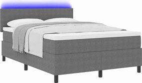 vidaXL LED Κρεβάτι με βάθρο Ανοιχτό Γκρι και Λευκό 160 x 200 cm
