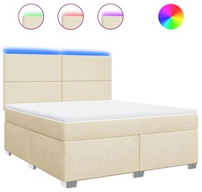 Κρεβάτι Boxspring με Στρώμα Κρεμ 180x200 εκ. Υφασμάτινο - Κρεμ