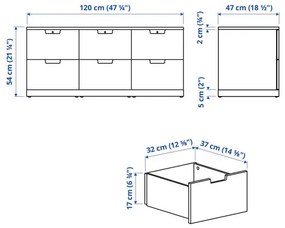 NORDLI συρταριέρα με 6 συρτάρια, 120X54 cm 292.394.97