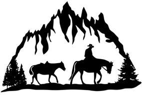 Διακοσμητικό Τοίχου Cowboy 899SKL2379 44x70cm Black Wallity Μέταλλο